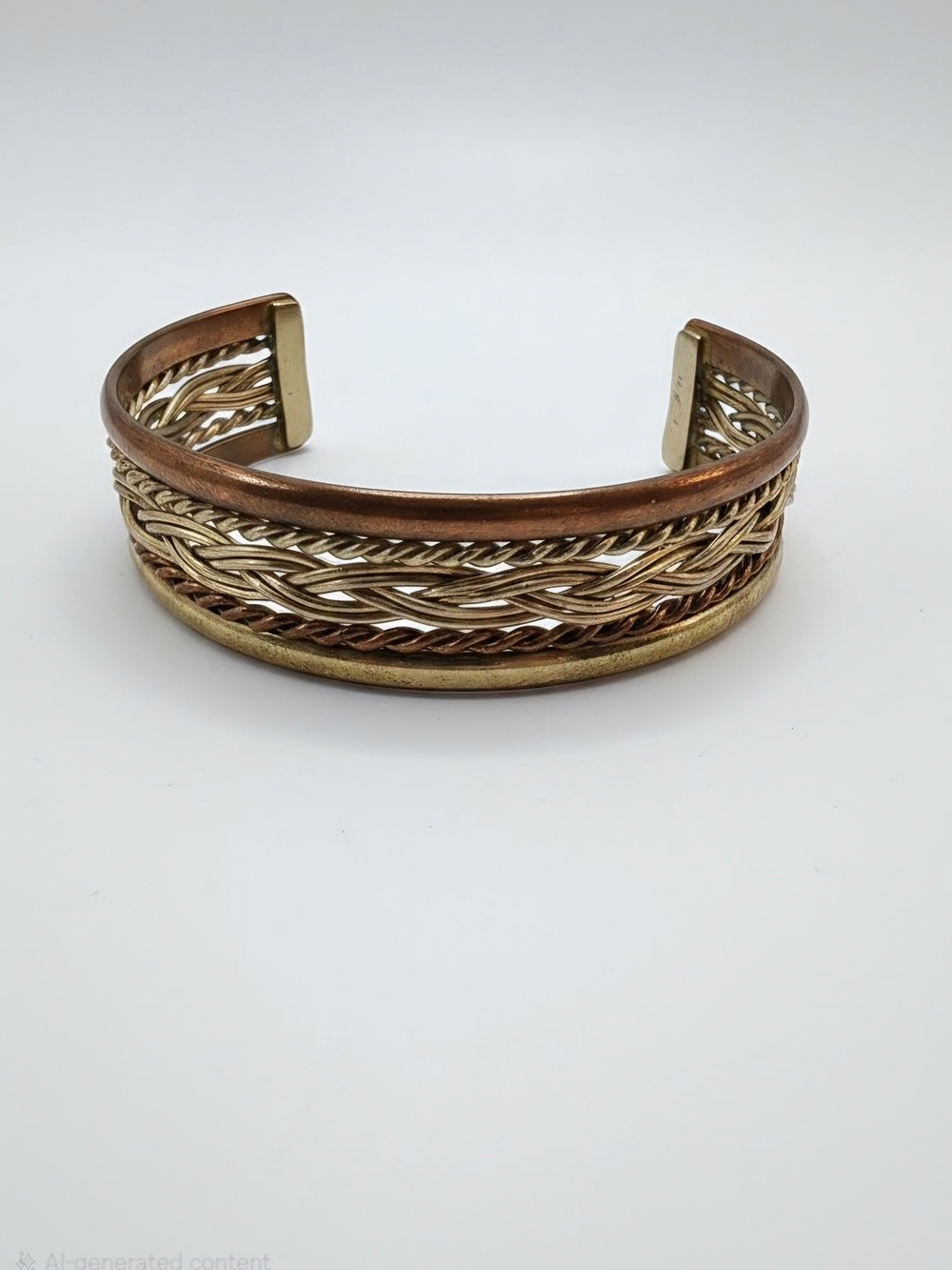 Mixed Metal Woven Cuff Bracelet - Copper & Gold Tones